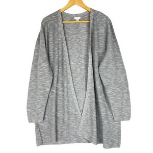 J. Jill Gray Open-Front Marled Cardigan Sweater